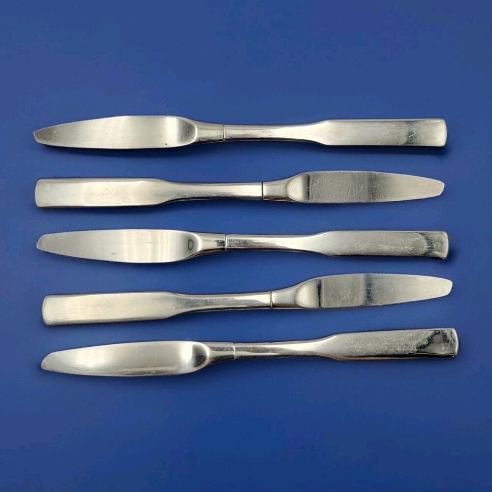 Oneida Antares Flatware Stainless Set 5 Pcs Dinner Knives Discontinued Vintage